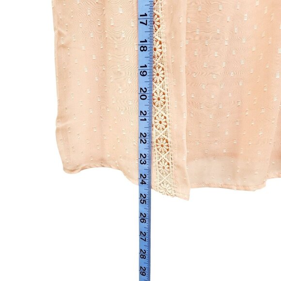 Womens Blush Pink Sleeveless Ruffle Blouse With Lace Accents By Blāshe Size L - Picture 5 of 9